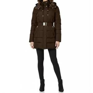 NEW LATTE BLACK single breasted down puffer coat jacket in black